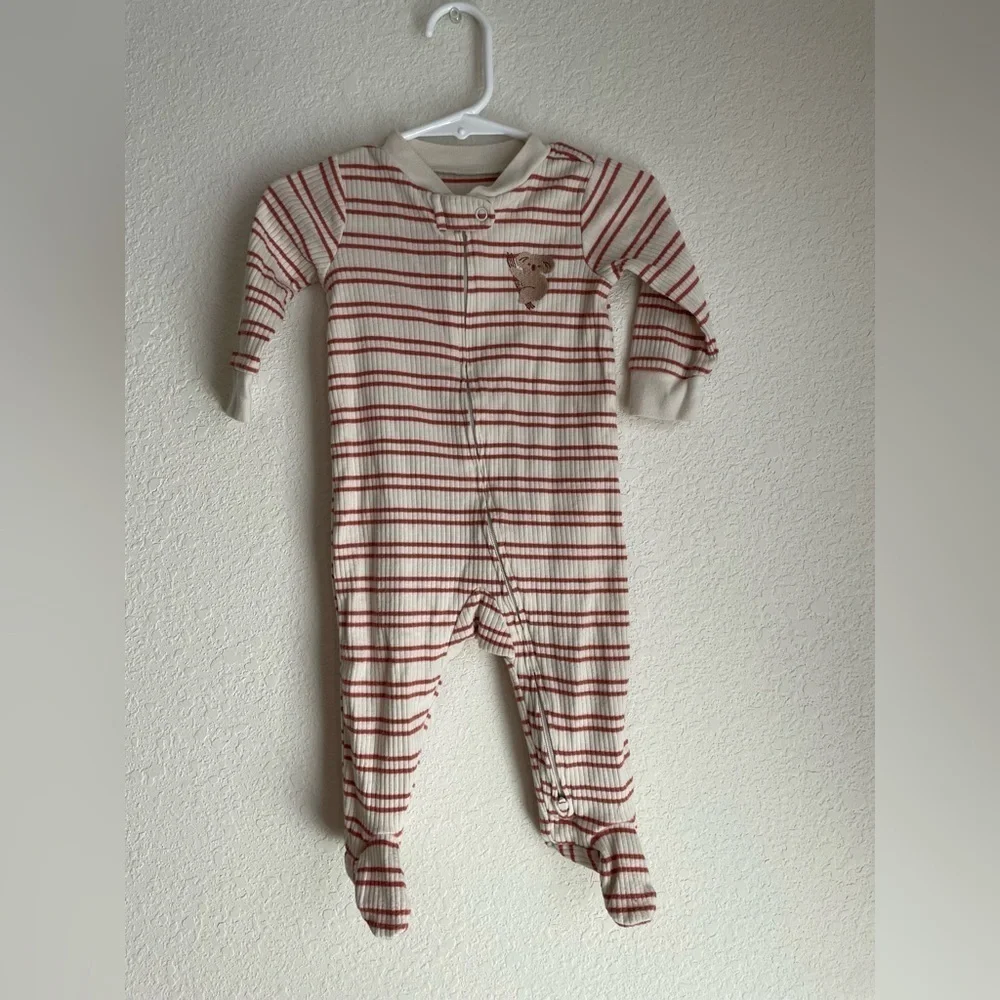 Carter's Red and Cream Striped Footie with Koala Patch size 6M